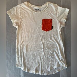 Burton tee shirt, size small, cream with orange pocket